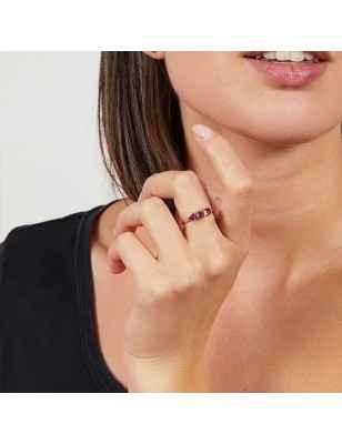ANELLO TRE CUORI RUBINO MIS.10/14 DONNA AMEN  AN3CURRZ2 Amen