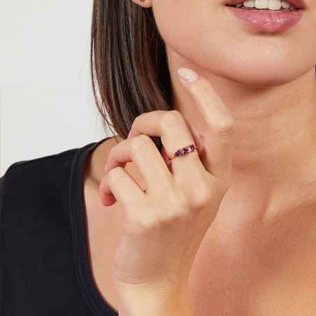 ANELLO TRE CUORI RUBINO MIS.10/14 DONNA AMEN 