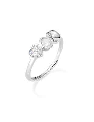 ANELLO TRE CUORI BIANCHI MIS.16/20 DONNA AMEN 