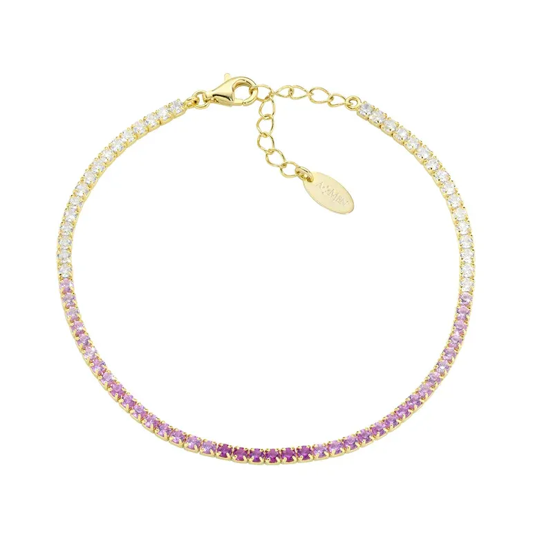 Bracciale Tennis Dorato Degradé Fucsia con Zirconi Donna Amen