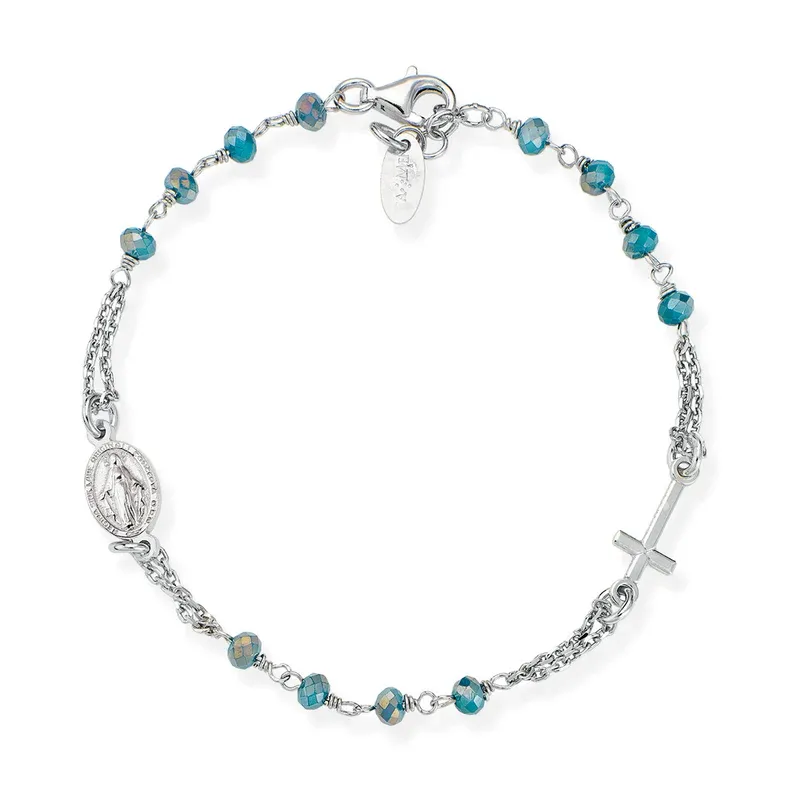Bracciale Rosario Cristalli Verde Acqua Amen