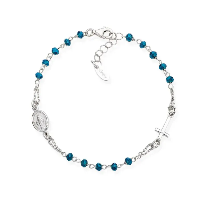 Bracciale Rosario con Cristalli Blu Amen
