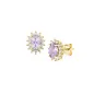 Orecchini Royal Lady Mini Dorati con Zircone Lilla Donna Amen Orecchini Royal Lady Mini Dorati con Zircone Lilla Donna Amen