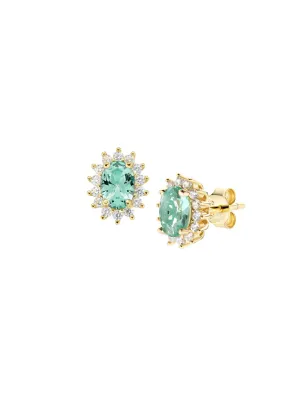 Orecchini Royal Lady Mini Dorati con Zircone Verde Acqua Donna Amen - category_name - XDMG De Marchi Gianotti