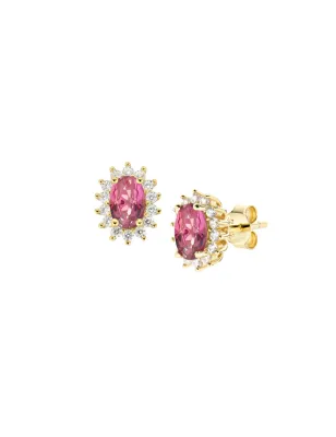 Orecchini Royal Lady Mini Dorati con Zircone Rosso Ciliegia Donna Amen