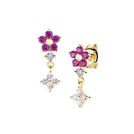 Orecchini Pendenti Primula Fucsia Dorati Donna Amen - category_name - XDMG De Marchi Gianotti