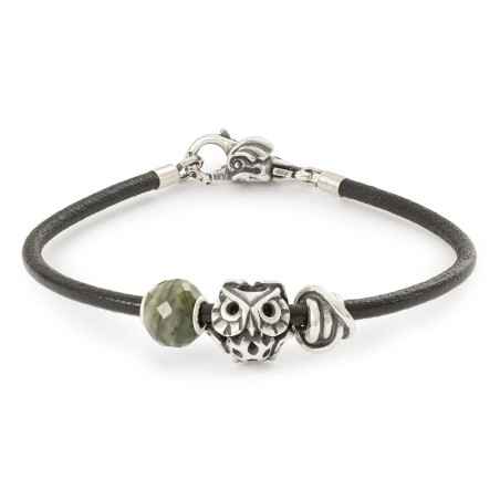 Bracciale PELLE E ARGENTO NERO 22CM Trollbeads