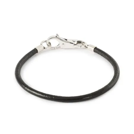 Bracciale in Pelle e Argento, Nero, mis.19 cm Trollbeads