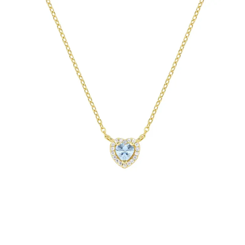 Collana Dorata Dolce Cuore Acquamarina Donna Amen Collana Dorata Dolce Cuore Acquamarina Donna Amen
