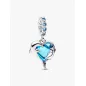 Charm Pendente Pendente Delfini e Cuore Vetro di Murano Pandora