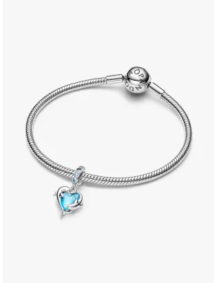 Charm Pendente Pendente Delfini e Cuore Vetro di Murano Pandora