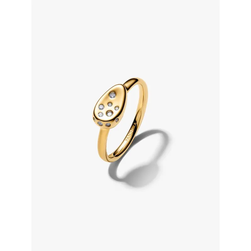 Anello Dorato Sigillo Piccolo con Pietre Luminose m.56 Pandora