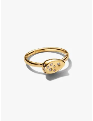 Anello Dorato Sigillo Piccolo con Pietre Luminose m.56 Pandora