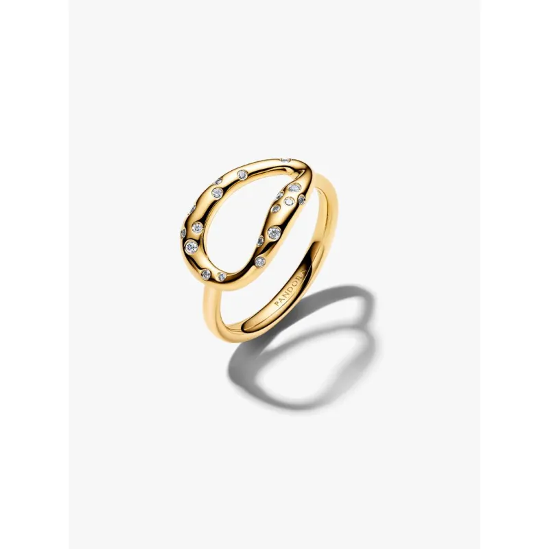 Anello Ovale Linea Sinuosa con Pietre Luminose m.54 Pandora