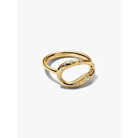 Anello Ovale Linea Sinuosa con Pietre Luminose m.52 Pandora