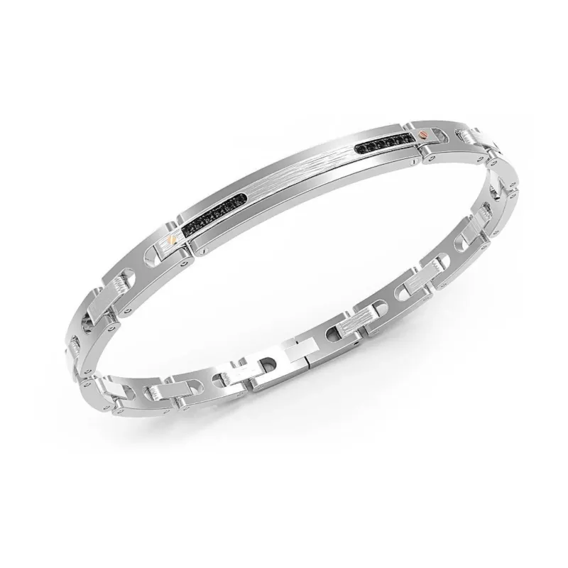 Bracciale in acciaio e spinelli neri Uomo Zancan Bracciale in acciaio e spinelli neri Uomo Zancan