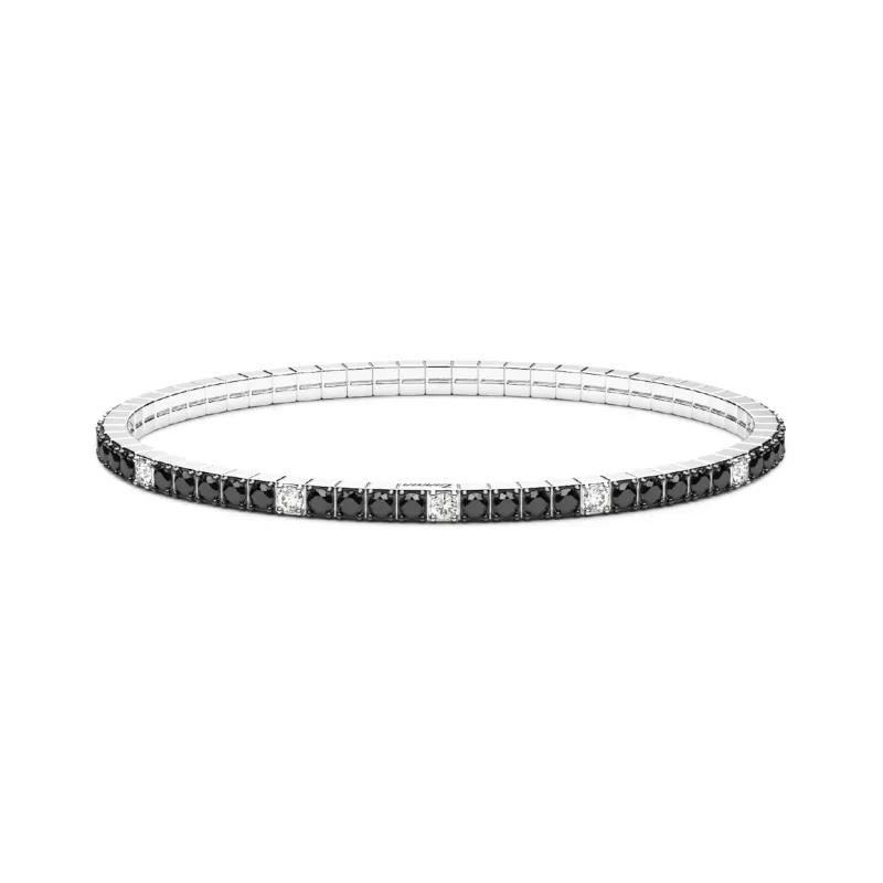 Bracciale tennis elastico con zirconi neri e bianchi Uomo Zancan Bracciale tennis elastico con zirconi neri e bianchi Uomo Zancan