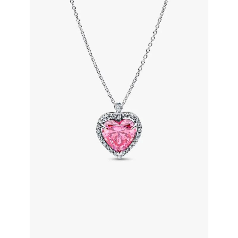 Collana Cuore in Rilievo Rosa Grande Donna Pandora Collana Cuore in Rilievo Rosa Grande Donna Pandora