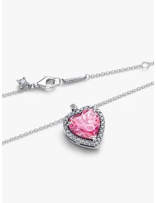 Collana Cuore in Rilievo Rosa Grande Donna Pandora