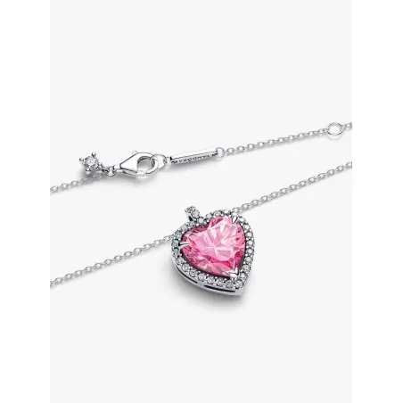 Collana Cuore in Rilievo Rosa Grande Donna Pandora
