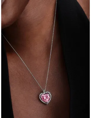 Collana Cuore in Rilievo Rosa Grande Donna Pandora - category_name - XDMG De Marchi Gianotti