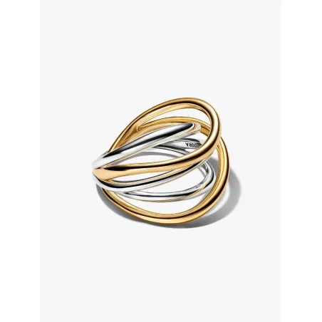 Anello Linee Intrecciate Bicolore m.54 Donna Pandora