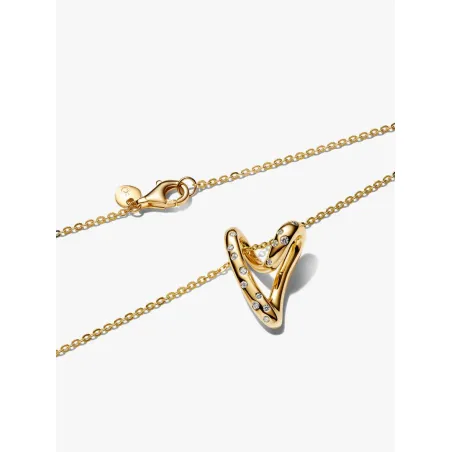 Collana Cuore Linea Sinuosa con Pietre Luminose Donna Pandora