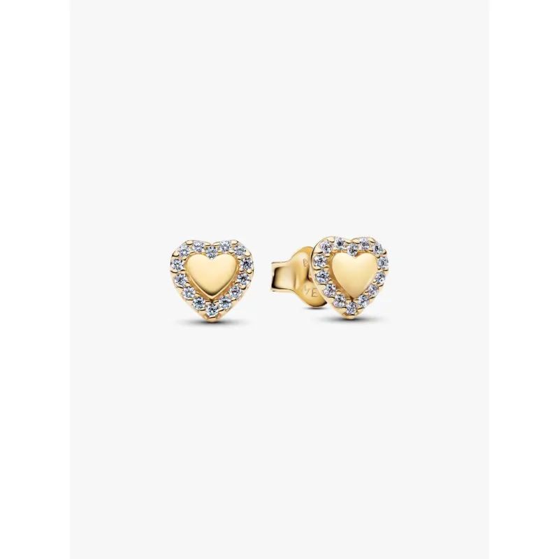Orecchini Dorati Cuore e Pavè Donna Pandora