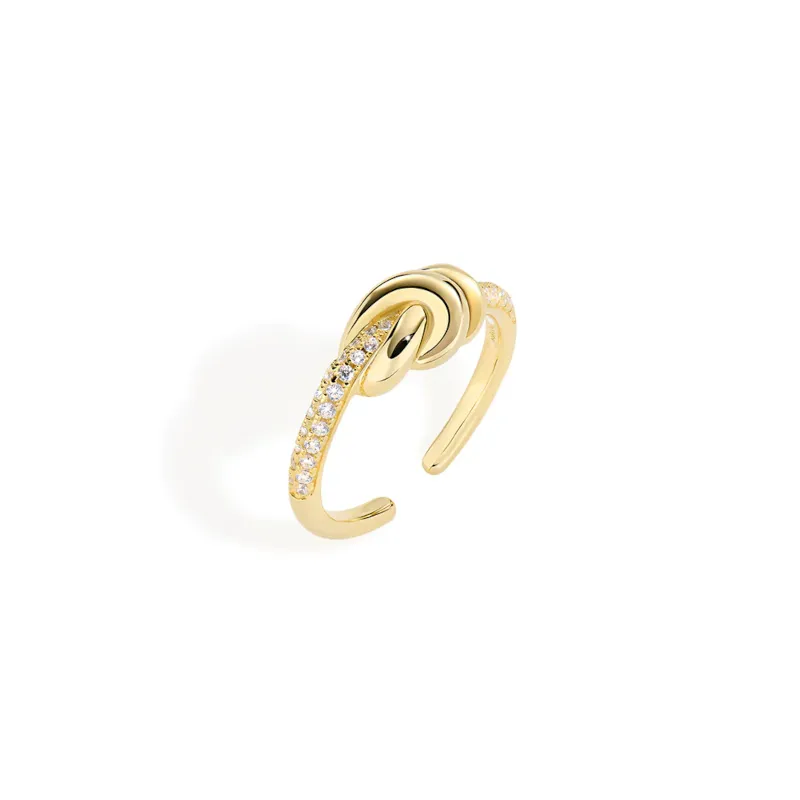 Anello Nodo d'Amore in Ottone Dorato con Zirconi m.16 Amen Anello Nodo d'Amore in Ottone Dorato con Zirconi m.16 Amen