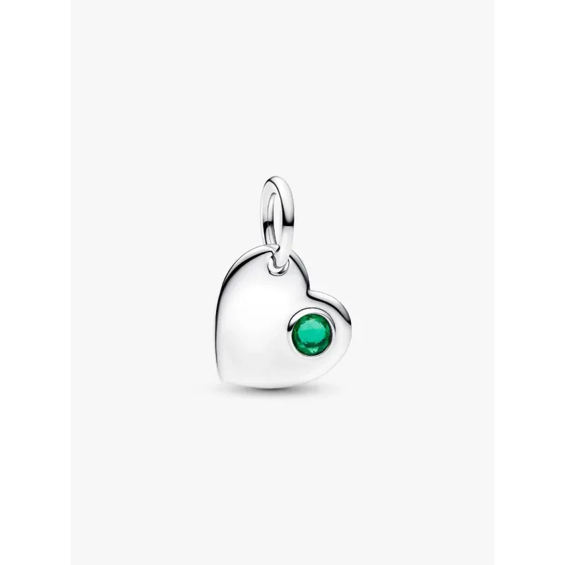 Charm Pendente Cuore Pietra Verde Scuro Maggio Donna Pandora