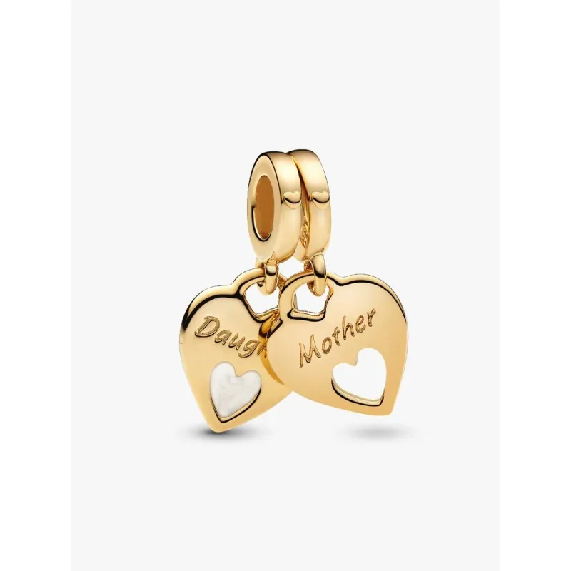 Charm Pendente Cuori Mamma e Figlia Divisibile Donna Pandora Charm Pendente Cuori Mamma e Figlia Divisibile Donna Pandora