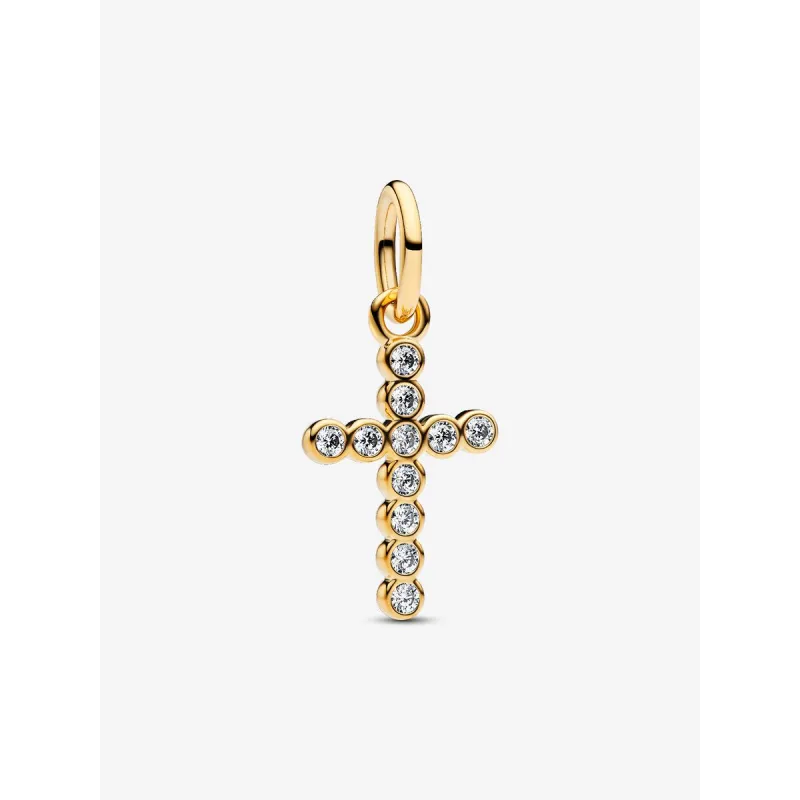 Charm Pendente Croce Luminosa placcatura Oro 14Kt Donna Pandora