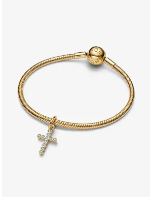 Charm Pendente Croce Luminosa placcatura Oro 14Kt Donna Pandora