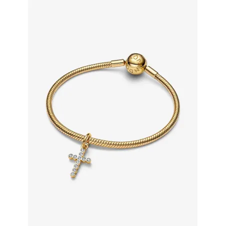 Charm Pendente Croce Luminosa placcatura Oro 14Kt Donna Pandora