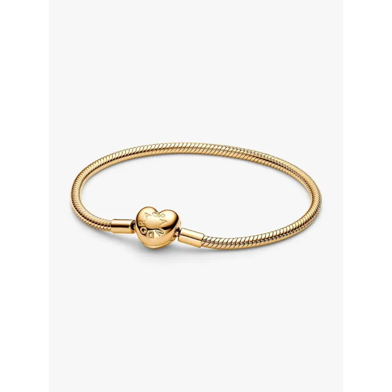 Bracciale Dorato Maglia Snake Chiusura Cuore cm.18 Donna Pandora Bracciale Dorato Maglia Snake Chiusura Cuore cm.18 Donna Pandora