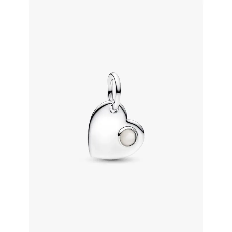 Charm Pendente Cuore con Pietra Bianca Madreperla Giugno Pandora