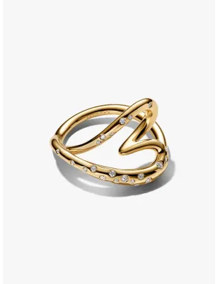 Anello Cuore Linea Sinuosa con Pietre Luminose mis.54 Donna Pandora