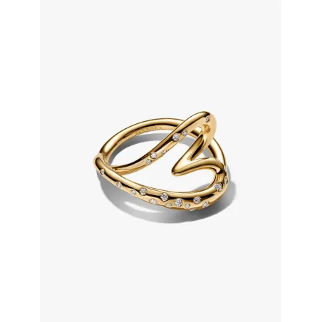 Anello Cuore Linea Sinuosa con Pietre Luminose mis.52 Donna Pandora