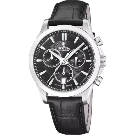 Orologio Swiss Made Chrono nero pelle F20094/5 Uomo Festina - category_name - XDMG De Marchi Gianotti