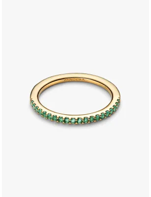 Anello Dorato Pavè Fascia Sottile Verde mis.54 Pandora