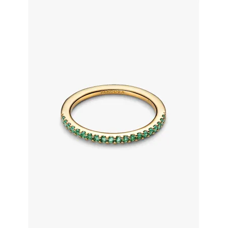 Anello Dorato Pavè Fascia Sottile Verde mis.54 Pandora