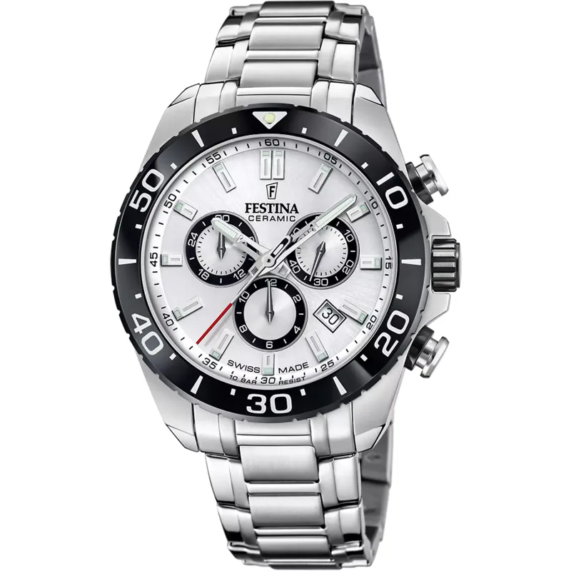 Orologio Swiss Made Chrono Ceramic bianco F20042/1 Uomo Festina Orologio Swiss Made Chrono Ceramic bianco F20042/1 Uomo Festina