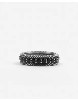 Anello Fascia Puntinata Bold Black Wind Zirconi Neri Donna Nove25