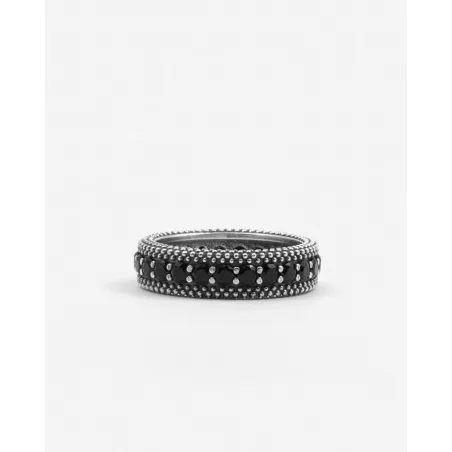 Anello Fascia Puntinata Bold Black Wind Zirconi Neri Donna Nove25