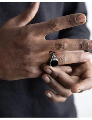 Anello Chevalier Romeo in Argento con Pietra Nera Nove25 - category_name - XDMG De Marchi Gianotti