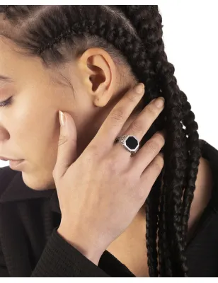 Anello Chevalier Romeo in Argento con Pietra Nera Nove25 - category_name - XDMG De Marchi Gianotti