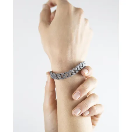 Bracciale Grumetta Piccola Puntinata in Argento Uomo Nove25