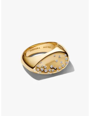 Anello Dorato Sigillo Grande con Pietre Luminose mis.54 Pandora