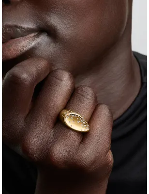 Anello Dorato Sigillo Grande con Pietre Luminose mis.54 Pandora - category_name - XDMG De Marchi Gianotti