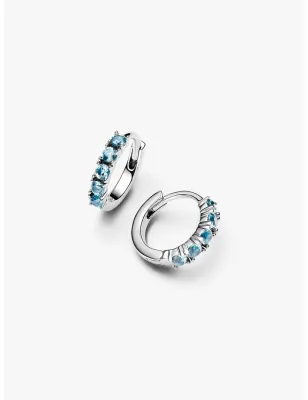 Orecchini Cerchi Piccoli Cristalli Azzurri Donna Pandora